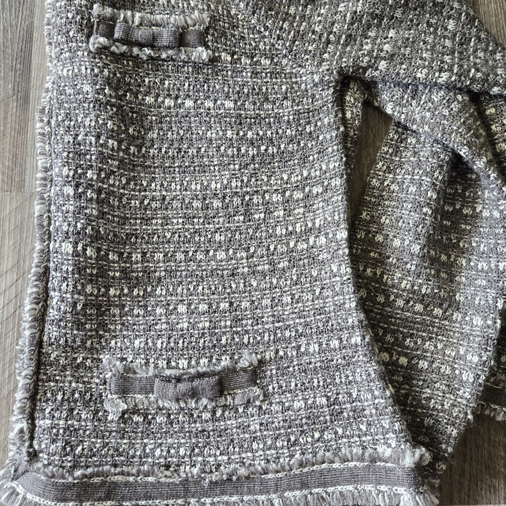 Proportion Petite Conrad C XL Tweed Knit Cardigan Bow Detail Preppy Classic Chic - Picture 9 of 9